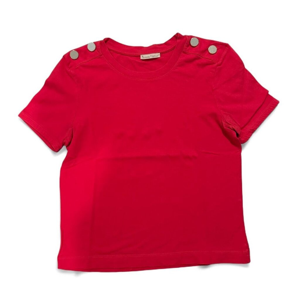 ZARA Hot pink cotton baby tee with buttons